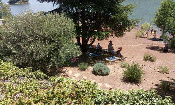Picnic areas on the banks of Lake Salagou