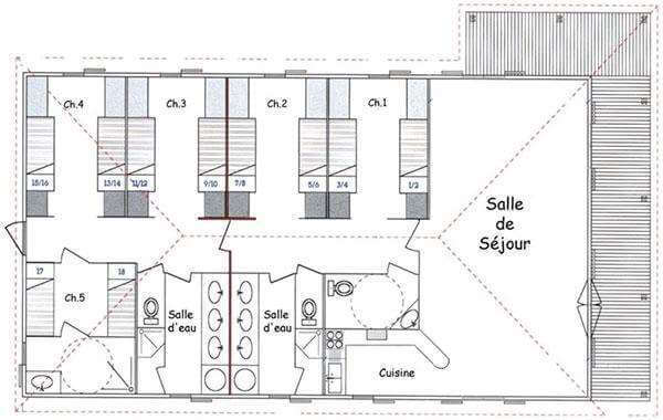 Floorplan of the gîte Les Oliviers