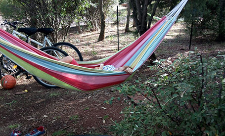 Relaxing in a hammock